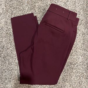 LOFT Ann Taylor The Sutton Skinny Trouser Pants Burgundy Dark Red 10P 10 Petite